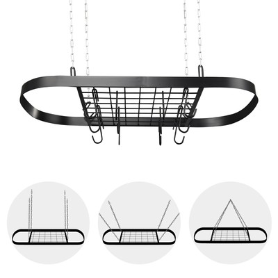 33''x17''x2'' Mount Hanging Pan Pot Rack Shelf Ceiling Utensils Cookware Kitchen