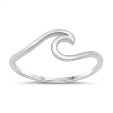 925 Sterling Silver Little Wave Ocean Sea Fashion Ring 6.5mm Size 4-10