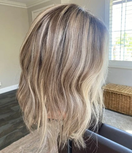 Short Dark Ash Blonde with Platinum Highlight Wigs Lace Front Human Hair Wig - Picture 4 of 6