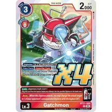 4X Gatchmon BT21-009 Rare World Convergence NM Digimon Card Game