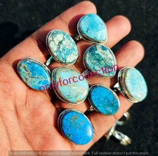 Trandy Turquoise Gemstone 925 Sterling Silver Plated Designer Rings Lot 10pcs