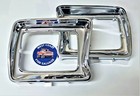 <!--F#f_0-->FORD F100 78 - 80 CHROME HEAD LIGHT SURROUNDS PAIR SQUARE N GRILLE F250 F350<!--F/-->