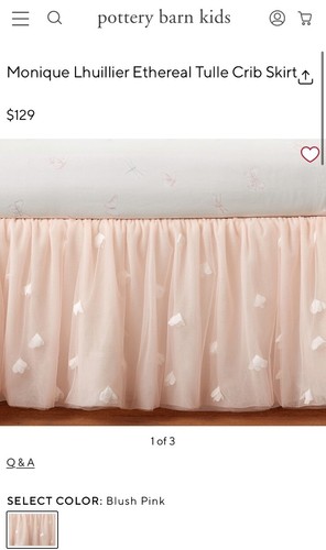 POTTERY BARN KIDS MONIQUE LHUILLIER ETHEREAL TULLE CRIB SKIRT ~ BLUSH ...