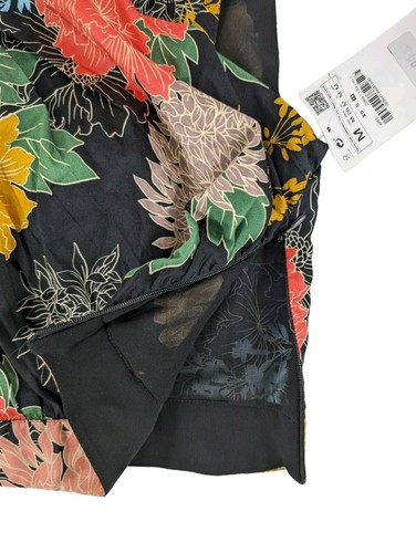 Zara Wrap Cropped Top, Floral Print Pleated Tropical Sleeveless Size M - Picture 5 of 10