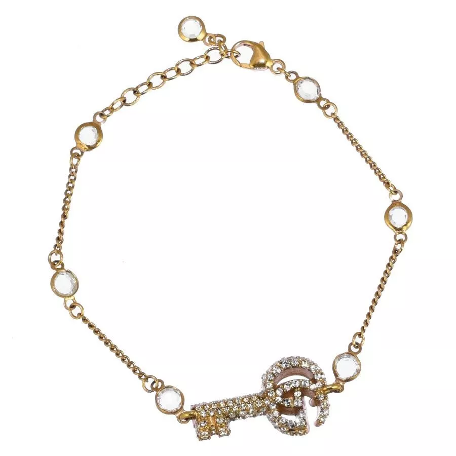 Bracelet double clé cristal GUCCI 645623 couleur or accessoires