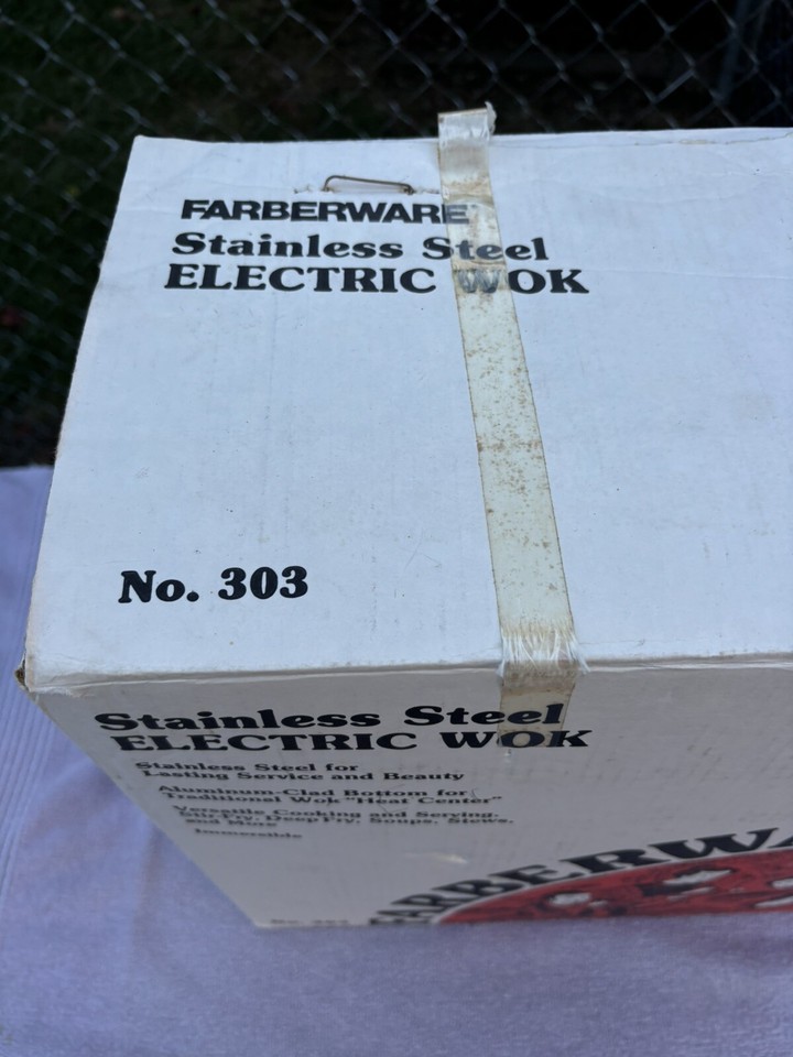 Farberware Electric Wok Model 303 14" Pan Fryer Cooker Stainless Steel