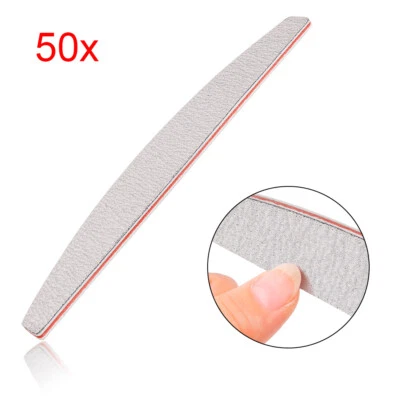 FOREVER SPEED 50 Pezzi Lima Professionale Lima per Unghie 100/180 Bianco Mezzaluna Lima Doppia Faccia