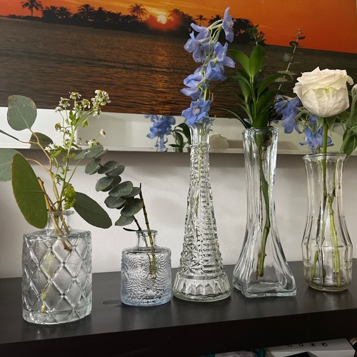 5 Small Glass Vases for Centerpieces Clear Vases for Flowers Wedding 5 Pieces - Picture 7 of 11
