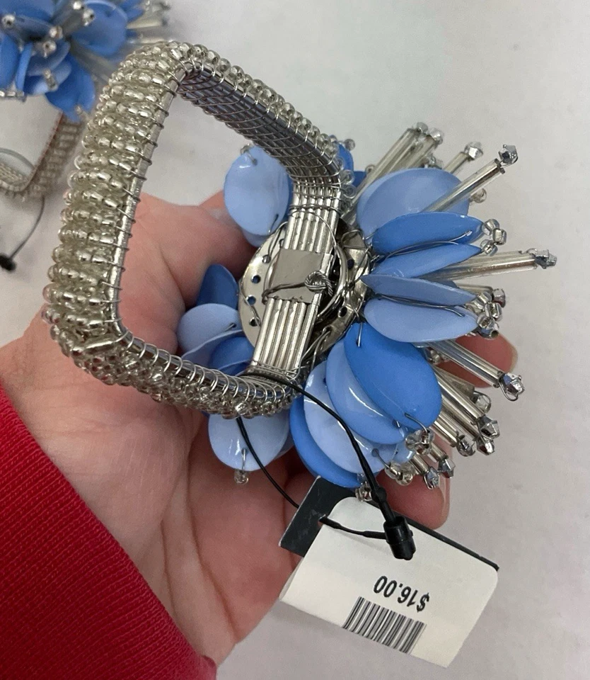 Anillos de servilleta Kim Seybert Starburst nuevos con etiquetas | Periwinkle | NR219048 | Lote de 4 Foto 2 de 4