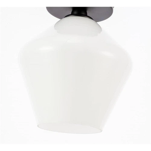 Living District Gene 1-Light Metal & Glass Flush Mount in Black/Frosted White - Picture 7 of 10