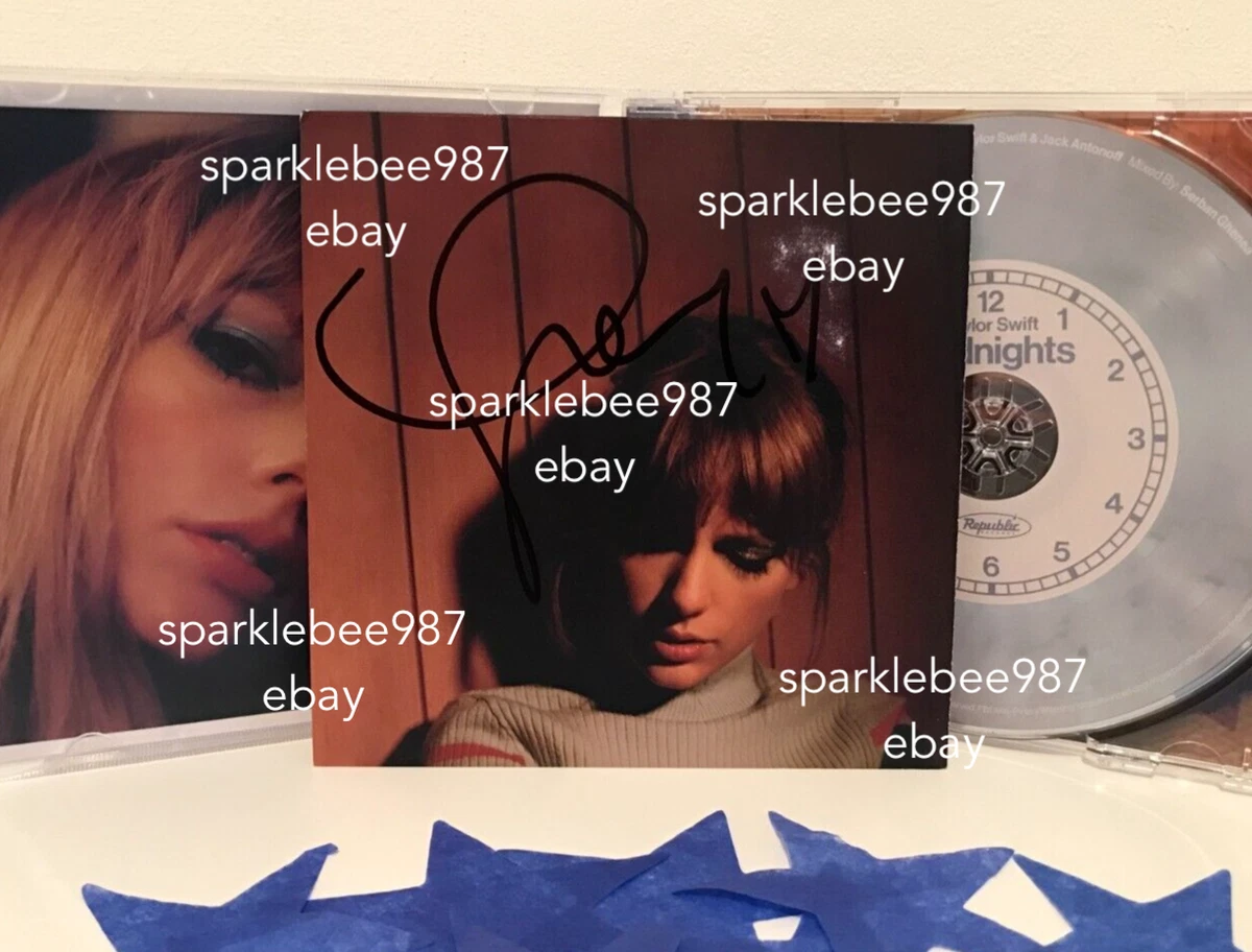 Taylor Swift Midnights Signed CD With HEART Moonstone Blue