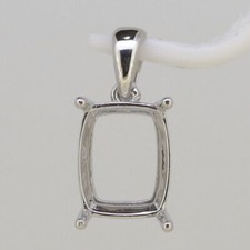 Sterling Silver Semi Mount Pendant Setting Cushion CU 12x10mm L236P235W-D350