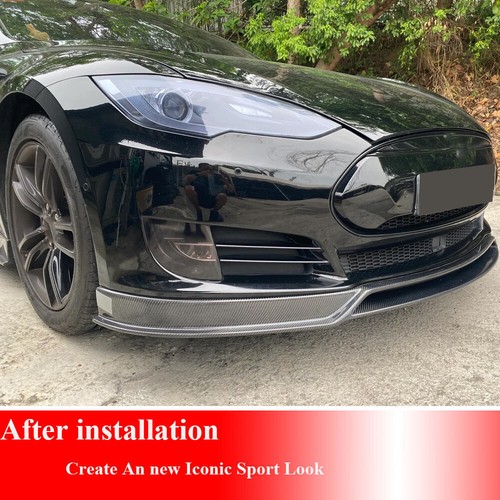 For Tesla Model S Sedan 2012-2016 REAL CARBON Front Bumper Lip Spoiler BODYKIT - Picture 7 of 12