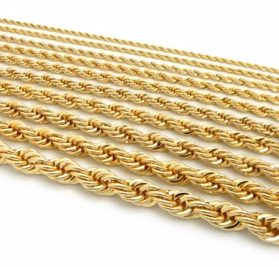 Gold Rope Chain Necklace to 10mm Width 18