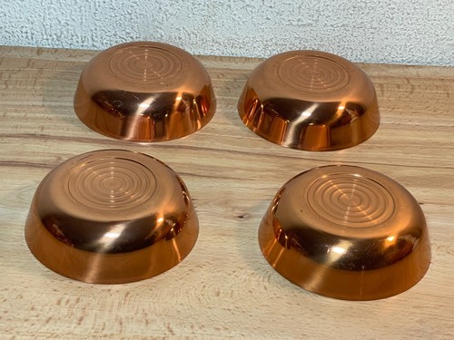 Lote de 4 utensilios de cocina redondos pequeños con tapa caja baratija cuenco de cobre vintage - Imagen 13 de 21