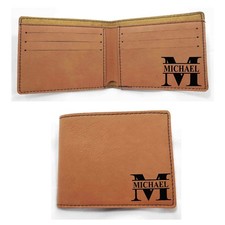 Personalized Leather Bifold Mens Wallet Boyfriend Dad Husband Groomsmen Gift