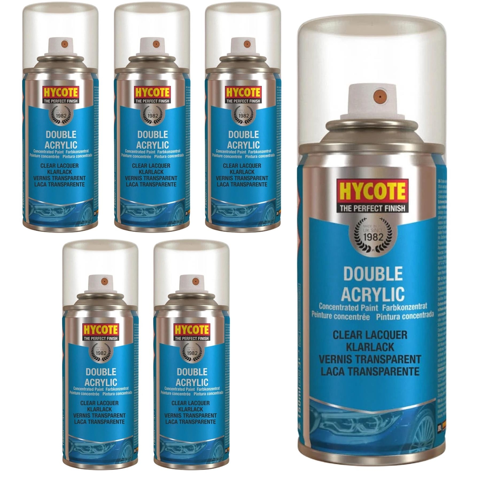 Hycote XDPB908 Clear Spray Lacquer 150mL x6 Perfect Finish 900mL Excellent Cover