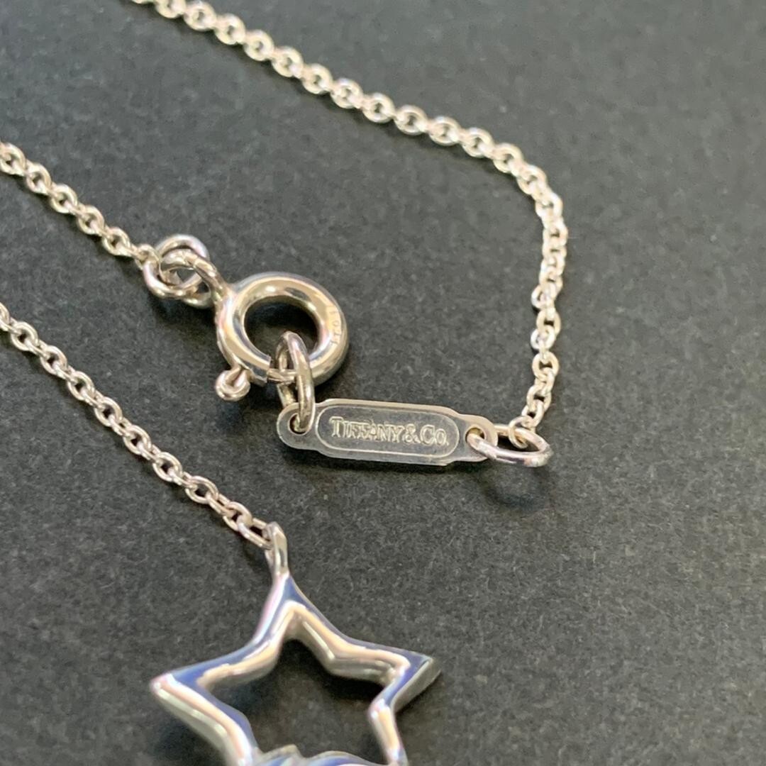 Tiffany & Co Sterling Silver Triple Open Star Pendant Necklace