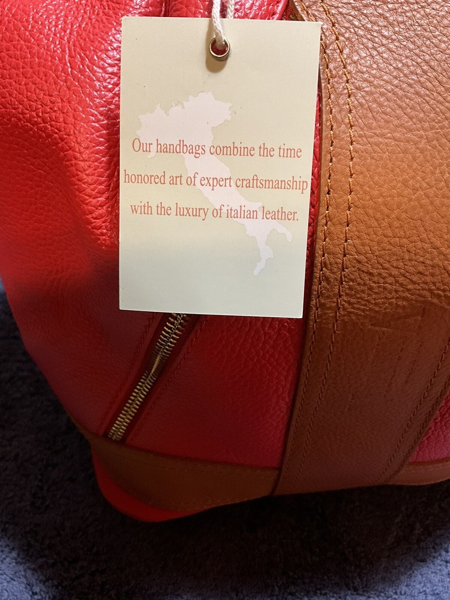 VALENTINA BNWT LEATHER CONVERTIBLE BACKPACK ? RED/BROWN  display picture 3