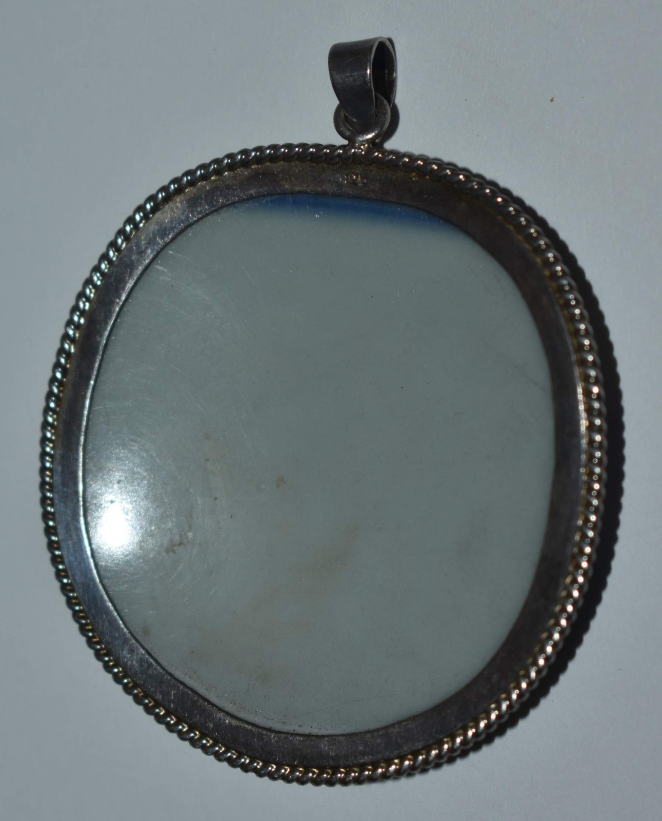 Large Ming Dynasty Porcelain Shard Pendant in Sterlin… Gem