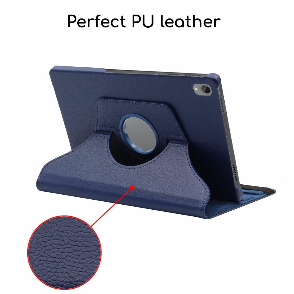 Housse rotative en cuir bleu foncé et verre trempé pour Lenovo Tab P11 et P11 Plus