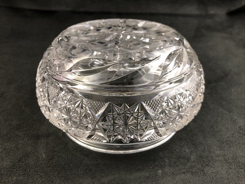Pitkin & Brooks ABP Cut Glass DELMAR Pattern 4 3/4" Powder Jar (no lid) 1913 - Picture 7 of 12