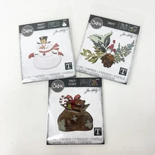 Sizzix Thinlits Tim Holtz Christmas Bundle Snowman Toyland Holiday Brushstroke