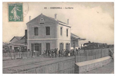 Old postcard ALGERIA CHERCHELL LA GARE (TRAIN TO STATION