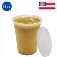 32 oz Deli Cups w/ Lids – Durable, Stackable & Perfect for Restaurants (96 Set)