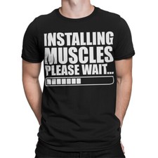 T-Shirt Installazione Muscoli Progress Bar per Uomo Donna Fitness Divertente Palestra Maglietta #T489