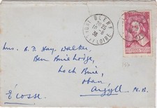 1936 France cover sent from Blere, Indre and Loire to Oban, Argyll Scotland