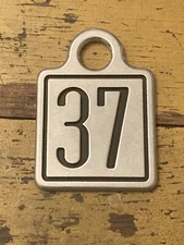 Number 37 Cattle Tag Vintage Numbered Keychain Tag Large Metal Cow Tag Fob Farm