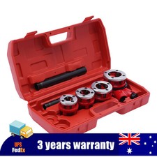 Manual Ratchet Pipe Threader Threading Kit 4 Dies 1/2" 3/4" 1" 1-1/4" BSPT Set
