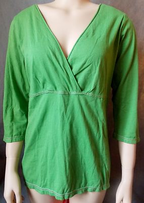 Womens sz XL White Rice Quarter Sleeve Shirt NWT  green babydoll style 19L34bb17