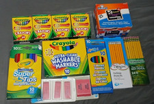 School Supplies Lot Crayola Colored Pencils Markers Pencils Crayons Glue Sticks