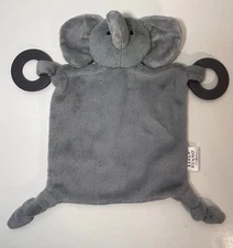 Bella Tunno Dark Gray Elephant Lovey Rattle Teether Blanket