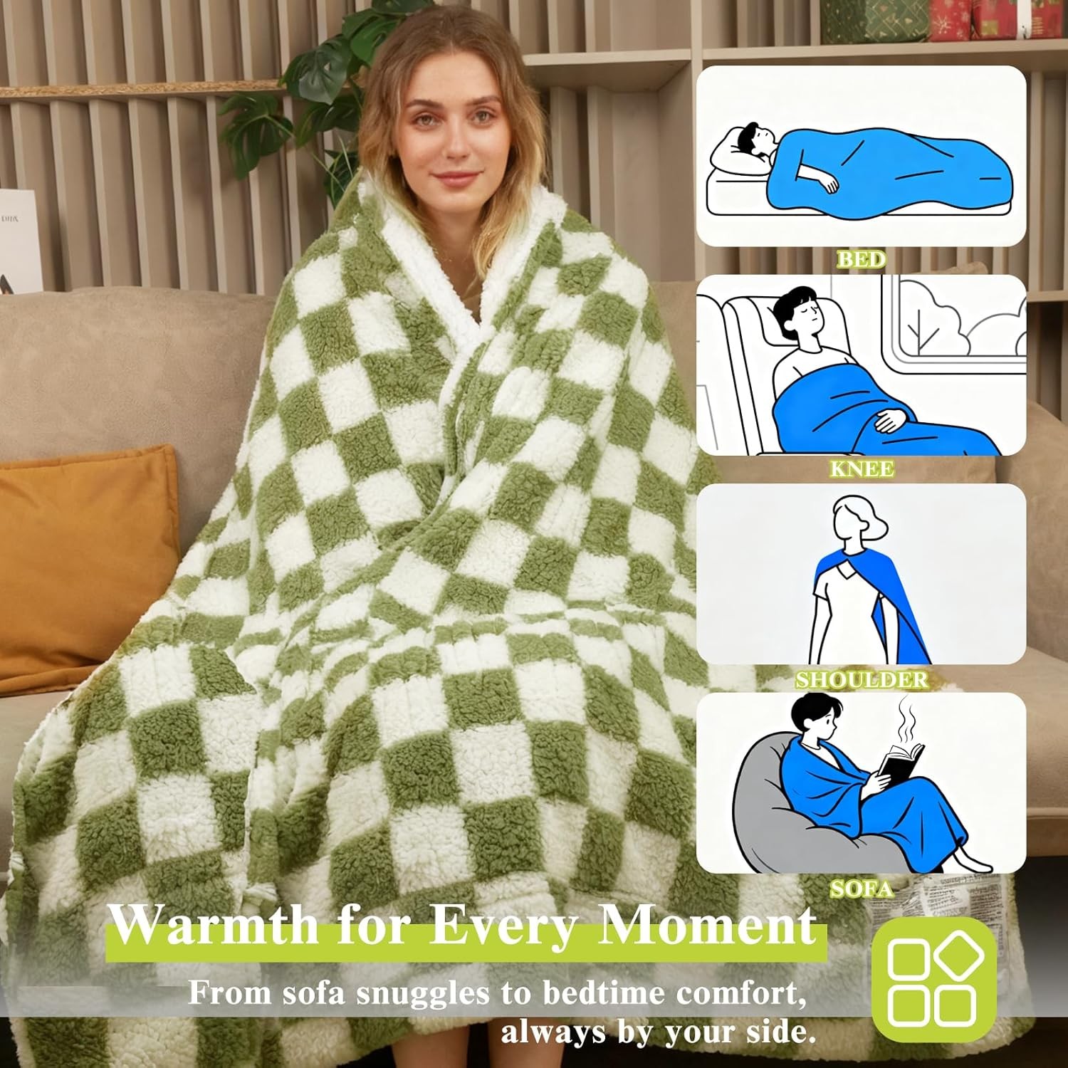 Snuggle Heated Blanket Throw with Foot Pockets for Cold Feet, Electric Lap Blank