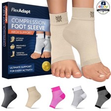 Ankle Compression Sleeves Medium Nude 1 Pair Plantar Fasciitis Heel Pain Support