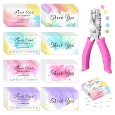 200 Pieces Reward Punch Cards with Hole Puncher, Incentive Loyalty Reward Card C