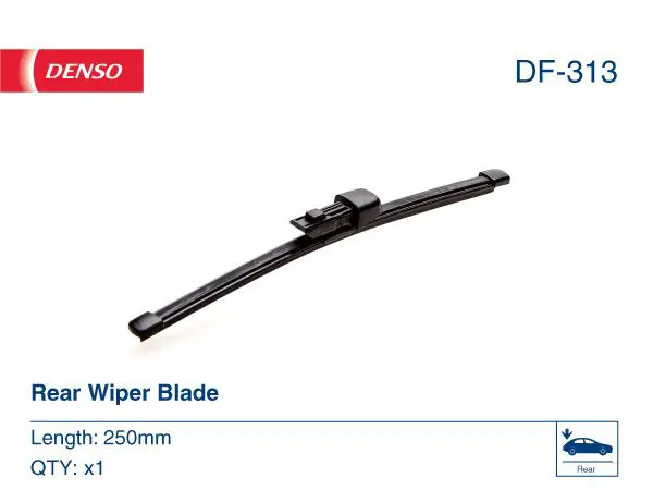 DENSO Heck Flachwischer DF-313 (250 mm): Leiser, langlebiger Wischer mit aerodynamischem Design. OEM-Qualität, breite Kompatibilität, 2 Jahre Garantie. - Bild 2