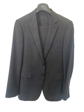 Mens Jaeger Classic Suit Navy Blue Subtle Check Jacket 38R. Trousers 32R Leg 31