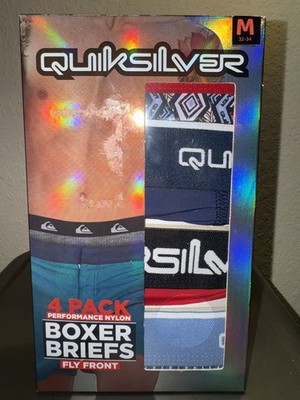Quicksilver Men s 4 Pack Performance Nylon Boxer Briefs Fly Front Sz M 32-34 NIB