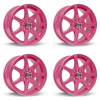 Set of 4 15in Pink Alloy Wheel Rims for 2005+ Volvo, RTXD989 15x6.5 4x100 ET40 4