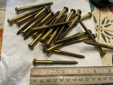 24 NOS Mosiądz #14 szczelinowa okrągła głowica Wkręty do drewna, 3" x 1/4"