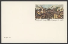 1986 US Scott #UX114, 14c National Guard Heritage, Postal Card, Mint Entire