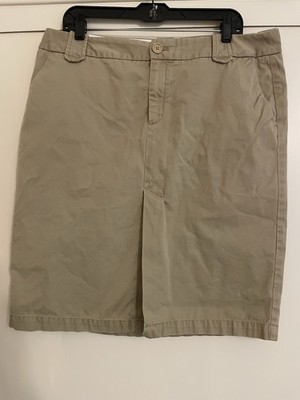 Gap Chino Skirt 16 Front Slit Beige Cotton Midi Below Knee Khaki Modest Uniform