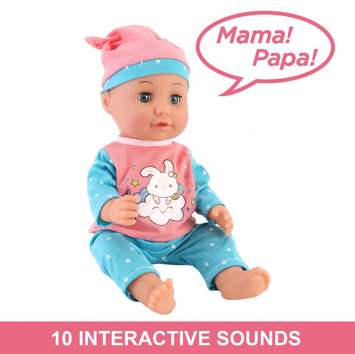 18-Piece Newborn Talking Baby Doll Stroller Nursery Role Play Set w/ Playpen,...