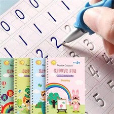 Handwriting Book Practice for Kids,Reusable Grooved Handwriting Books