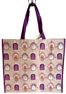 TJ MAXX REUSABLE LARGE SHOPPING BAG NEW CAT KITTEN PICTURE FRAME PINK PURPLE