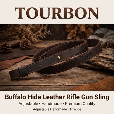 Tourbon Buffalo Hide Leather Rifle Slings Adjustable Gun Shoulder Strap 1'' Wide